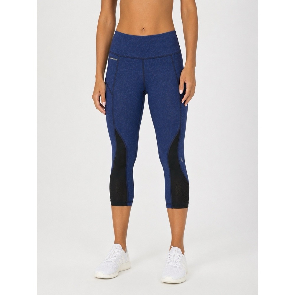 Lole Capri Leggings Womens Small Blue‎ Printed Crop Yoga Pants Athleisure